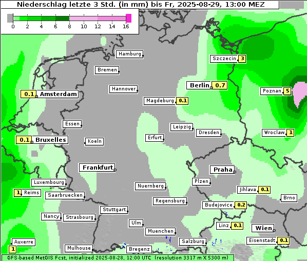 Niederschlag, 29. 8. 2025