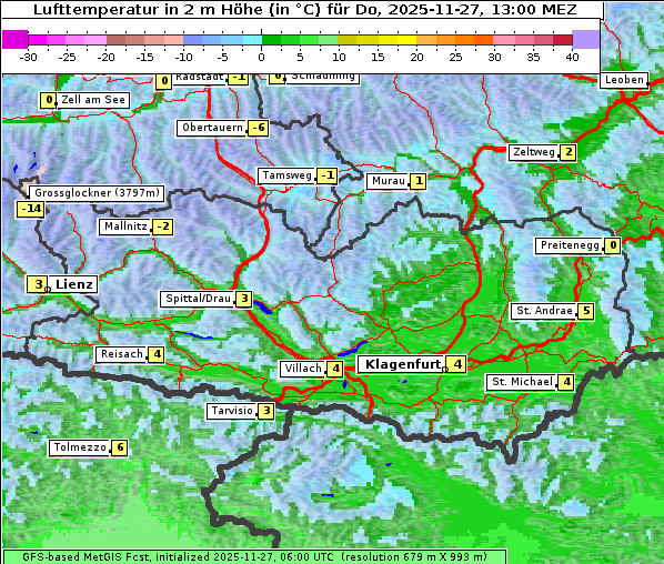 Temperatur, 27. 11. 2025