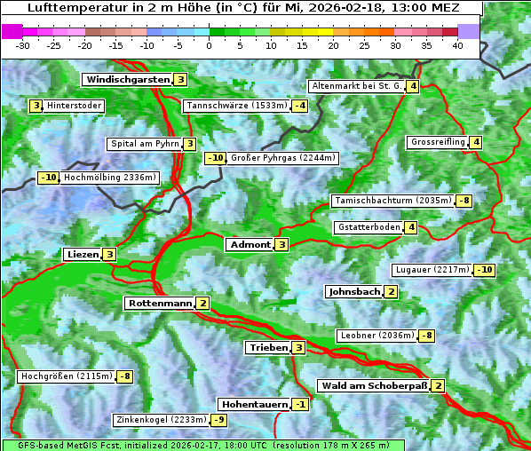 Temperatur, 18. 2. 2026