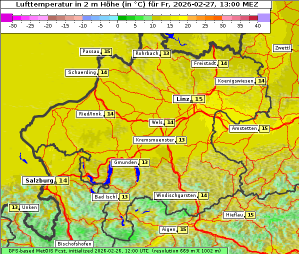 Temperatur, 27. 2. 2026