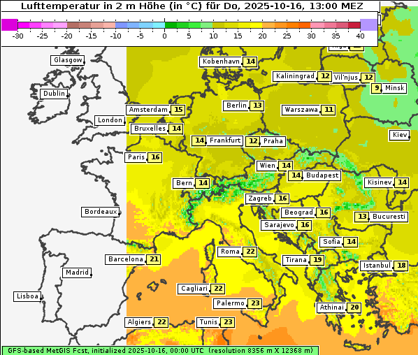 Temperatur, 16. 10. 2025