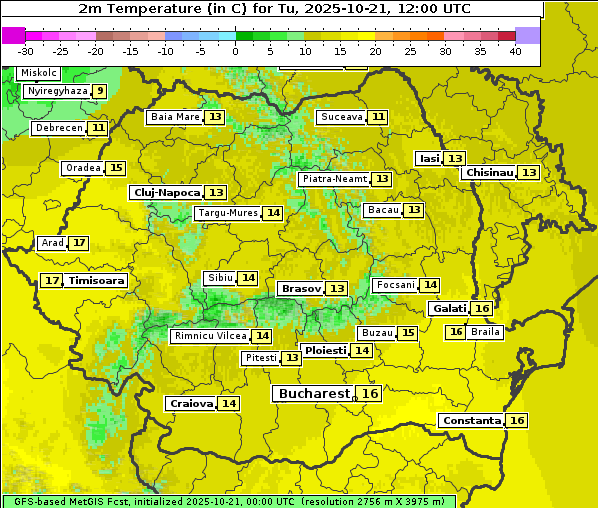 Temperatur, 21. 10. 2025