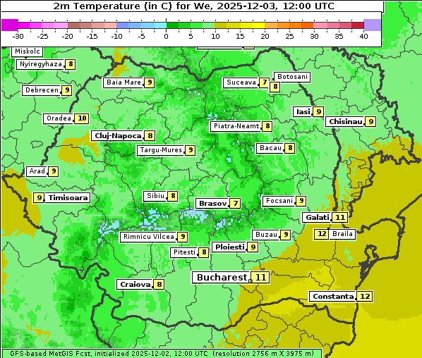 Temperatur, 3. 12. 2025