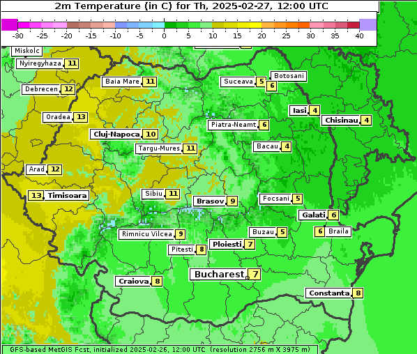 Temperatur, 27. 2. 2025