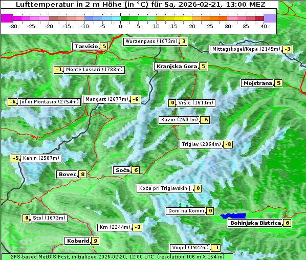 Temperatur, 21. 2. 2026