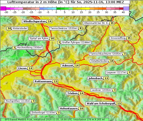 Temperatur, 16. 11. 2025