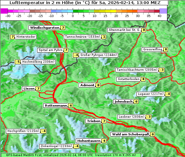 Temperatur, 14. 2. 2026