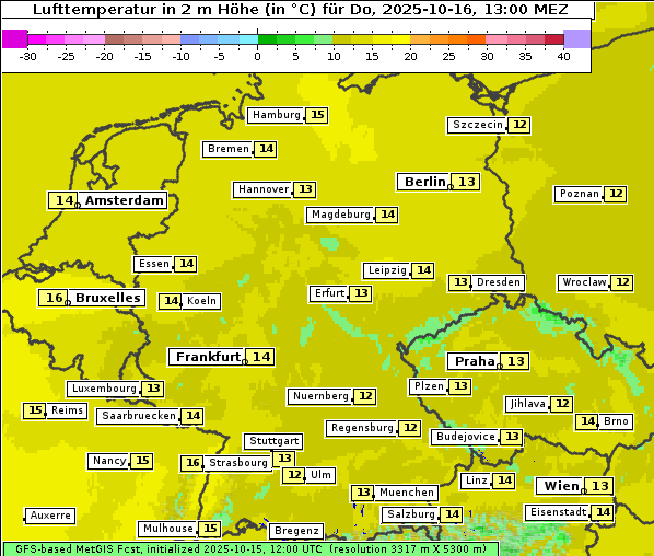 Temperatur, 16. 10. 2025