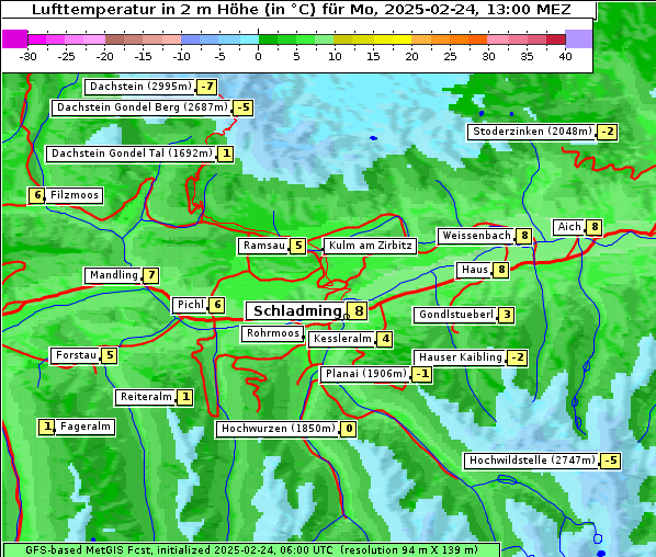 Temperatur, 24. 2. 2025