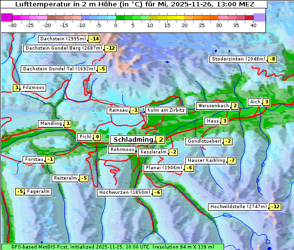Temperatur, 26. 11. 2025