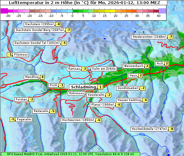 Temperatur, 12. 1. 2026