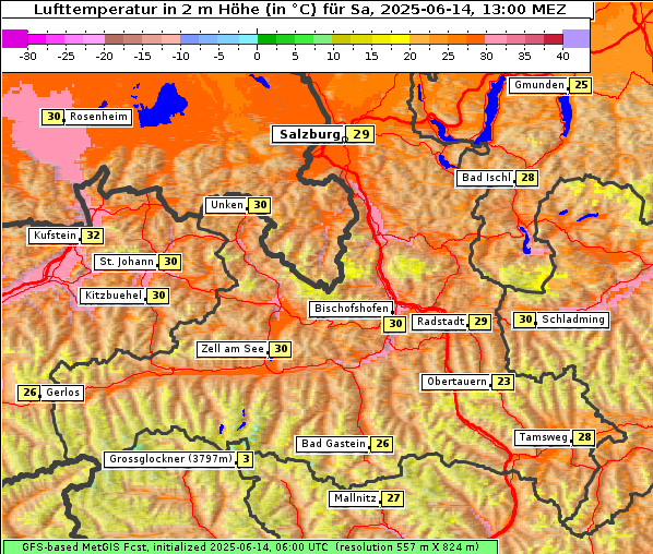Temperatur, 14. 6. 2025