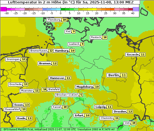 Temperatur, 8. 11. 2025