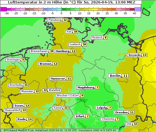 Temperatur, 19. 4. 2026