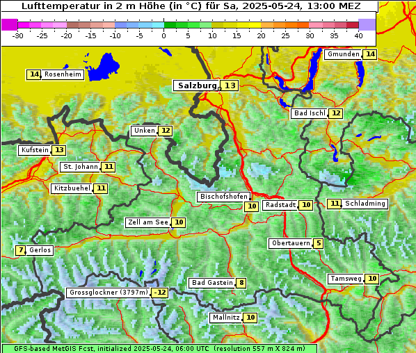 Temperatur, 24. 5. 2025
