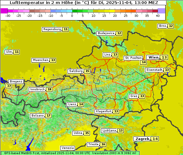 Temperatur, 4. 11. 2025