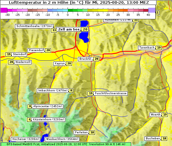 Temperatur, 20. 8. 2025