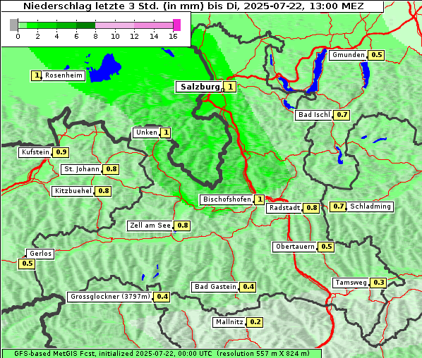 Niederschlag, 22. 7. 2025