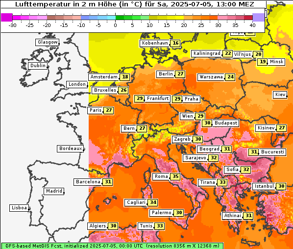 Temperatur, 5. 7. 2025