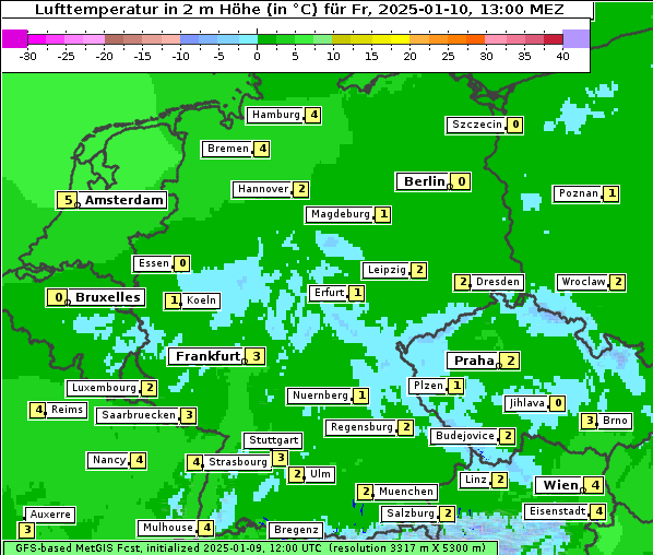 Temperatur, 10. 1. 2025