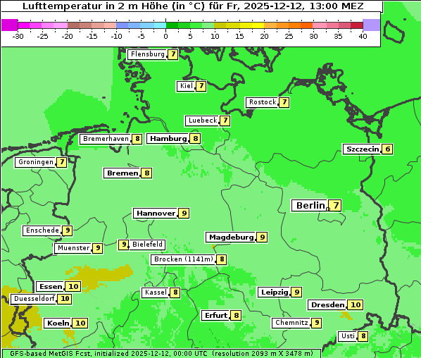 Temperatur, 12. 12. 2025