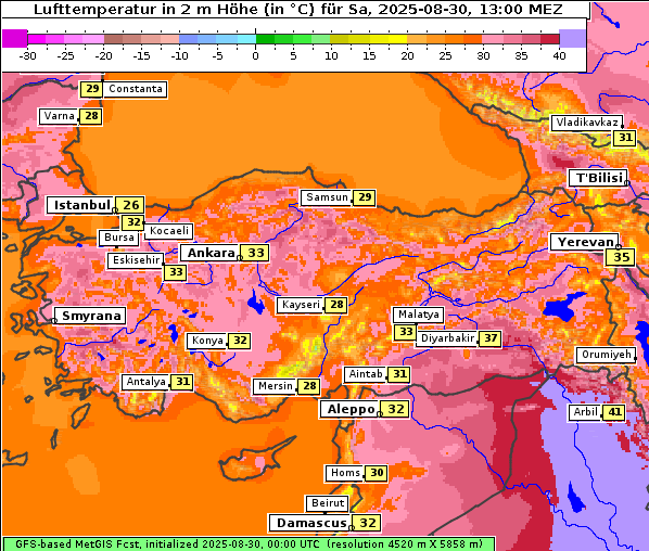 Temperatur, 30. 8. 2025