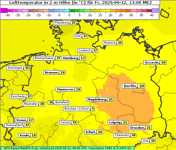 Temperatur, 12. 9. 2025