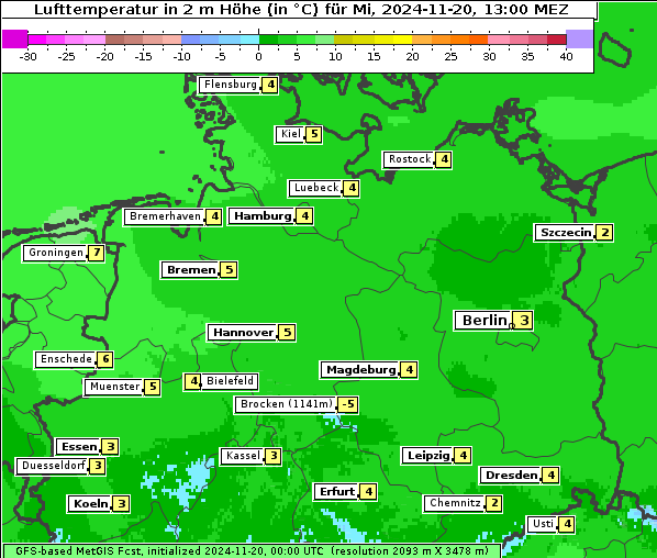 Temperatur, 20. 11. 2024