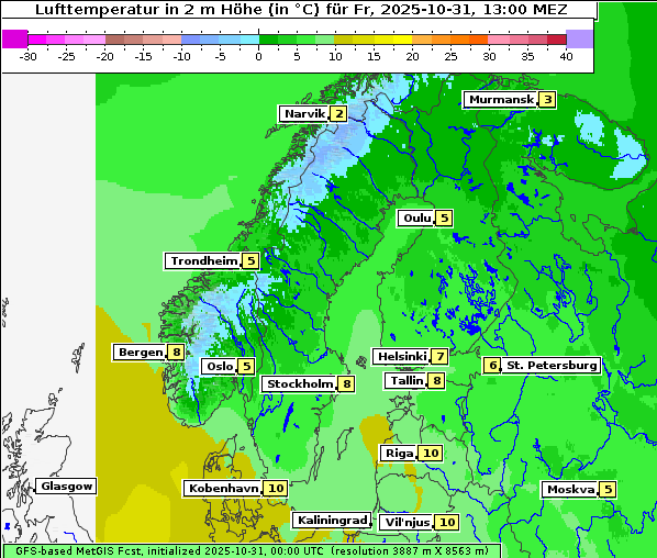 Temperatur, 31. 10. 2025