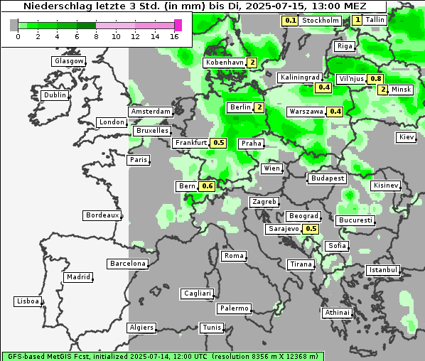 Niederschlag, 15. 7. 2025