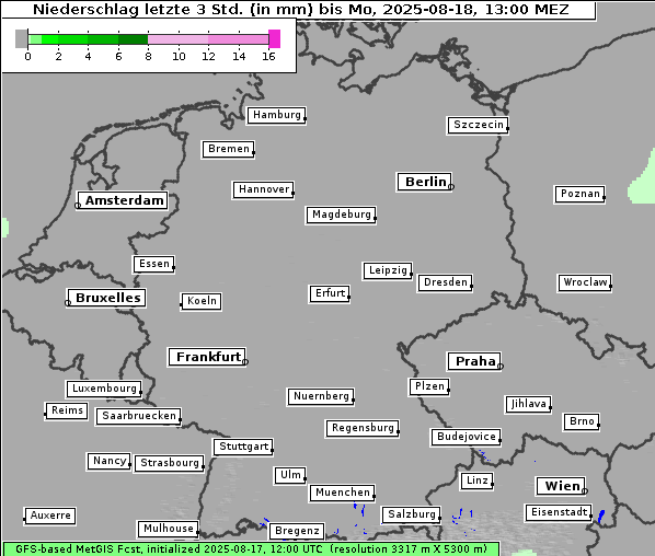 Niederschlag, 18. 8. 2025