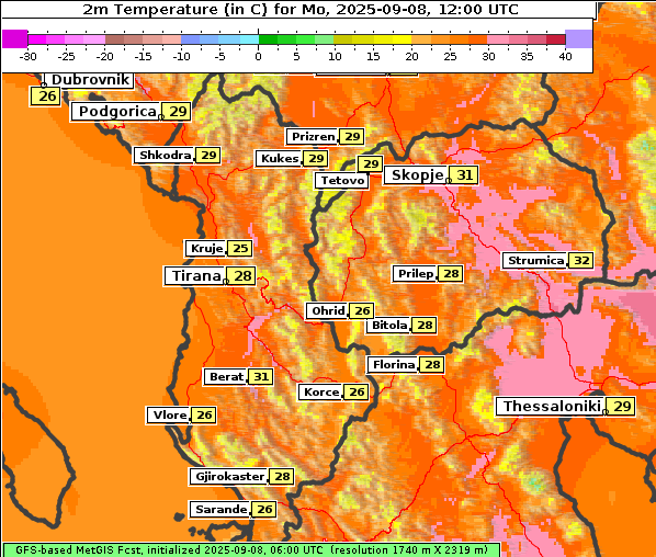 Temperatur, 8. 9. 2025