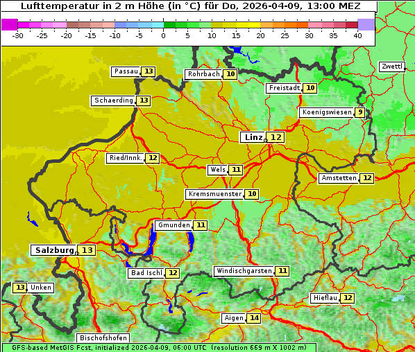 Temperatur, 9. 4. 2026