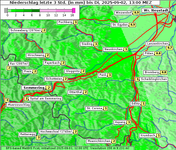 Niederschlag, 2. 9. 2025
