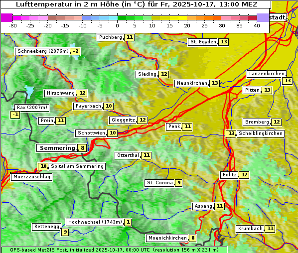 Temperatur, 17. 10. 2025