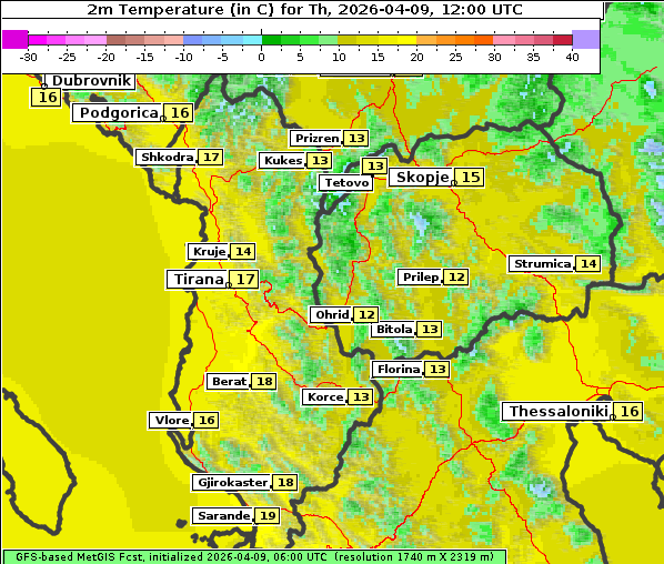 Temperatur, 9. 4. 2026