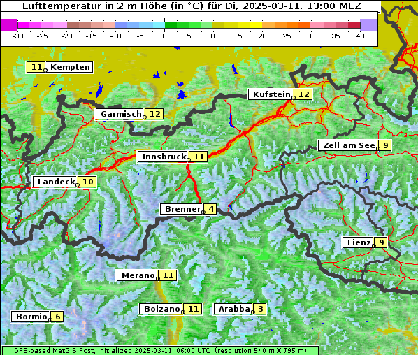 Temperatur, 11. 3. 2025