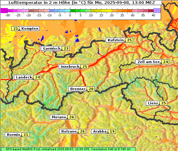 Temperatur, 8. 9. 2025