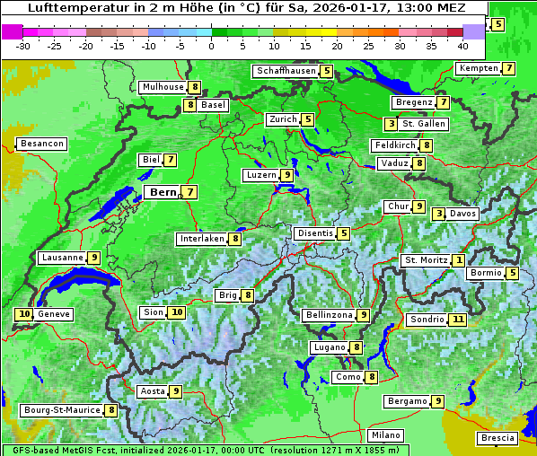 Temperatur, 17. 1. 2026