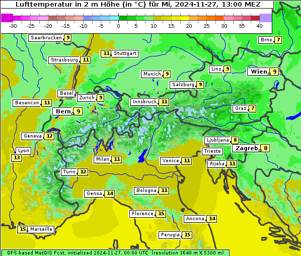 Temperatur, 27. 11. 2024