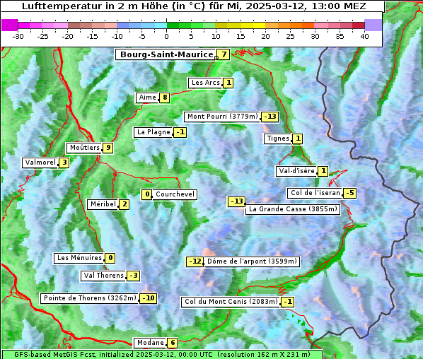 Temperatur, 12. 3. 2025