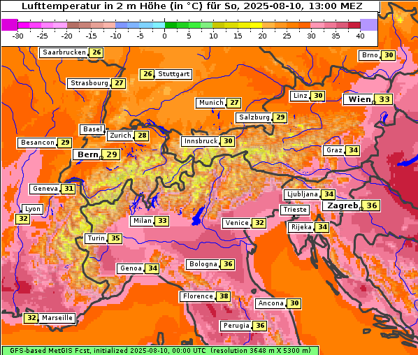 Temperatur, 10. 8. 2025