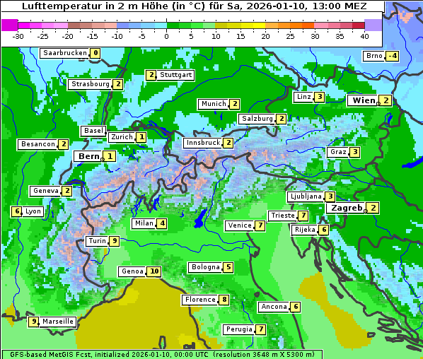 Temperatur, 10. 1. 2026
