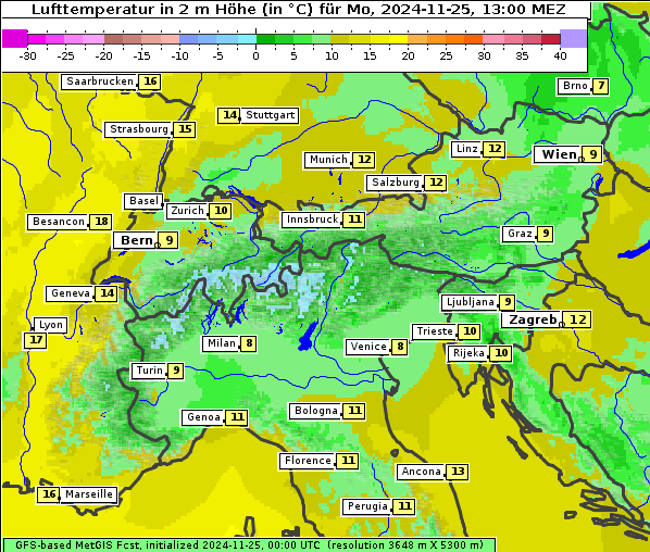 Temperatur, 25. 11. 2024