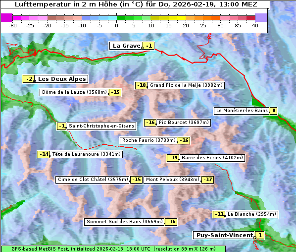 Temperatur, 19. 2. 2026