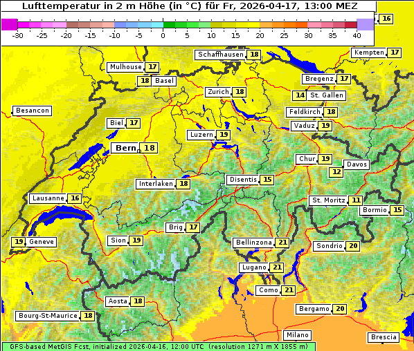 Temperatur, 17. 4. 2026
