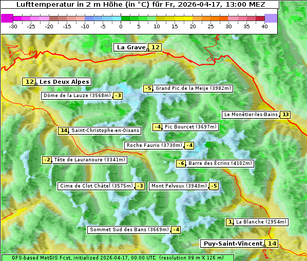 Temperatur, 17. 4. 2026