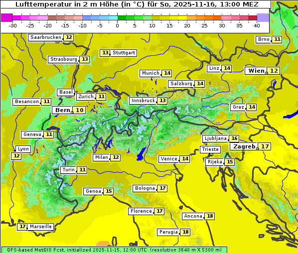 Temperatur, 16. 11. 2025