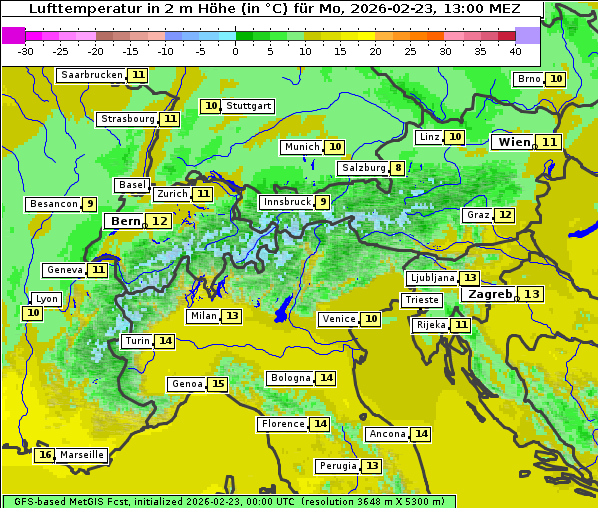 Temperatur, 23. 2. 2026