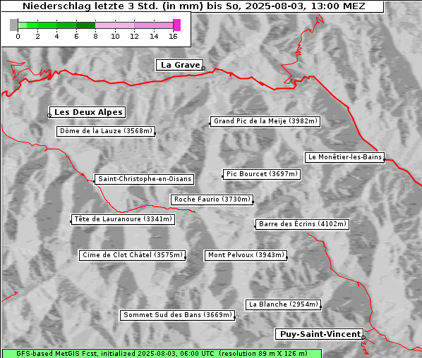 Niederschlag, 3. 8. 2025